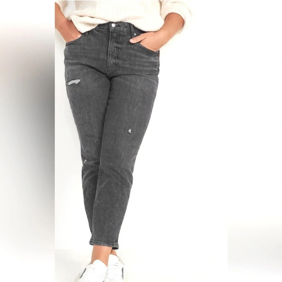 Old Navy jeans - “OG Straight High Rise” black wash distressed - Picture 1 of 9